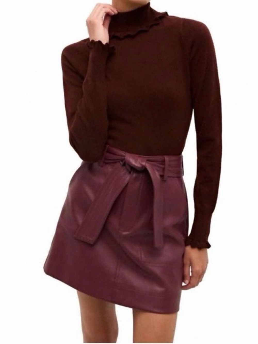 NWT Marie Oliver CORGAN TURTLENECK SWEATER in Bordeaux, XXS